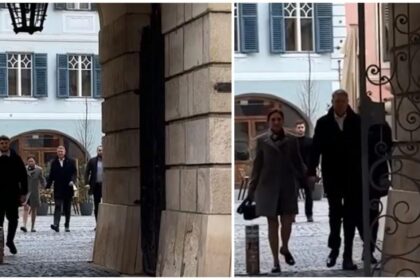 Aparitia rara a lui Klaus Iohannis alaturi de sotia sa la slujba de Florii de la biserica din Sibiu