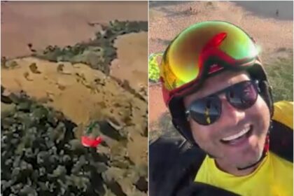 Momentul terifiant in care un parapantist isi pierde controlul asupra aparatului de zbor si sufer un accident mortal imaginile suprinse de colegul sau