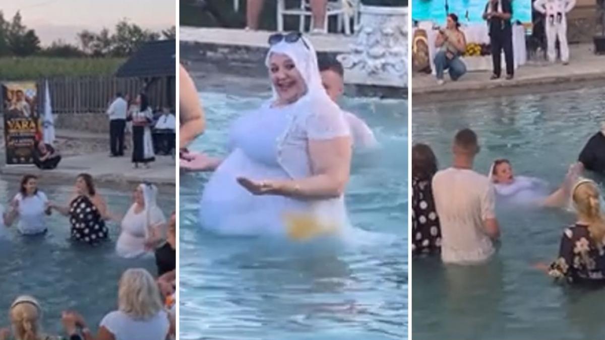 Diana Sosoca spectacol neobisnuit la scoala de var SOS A dansat in piscina imbracata pe ritmuri de manele